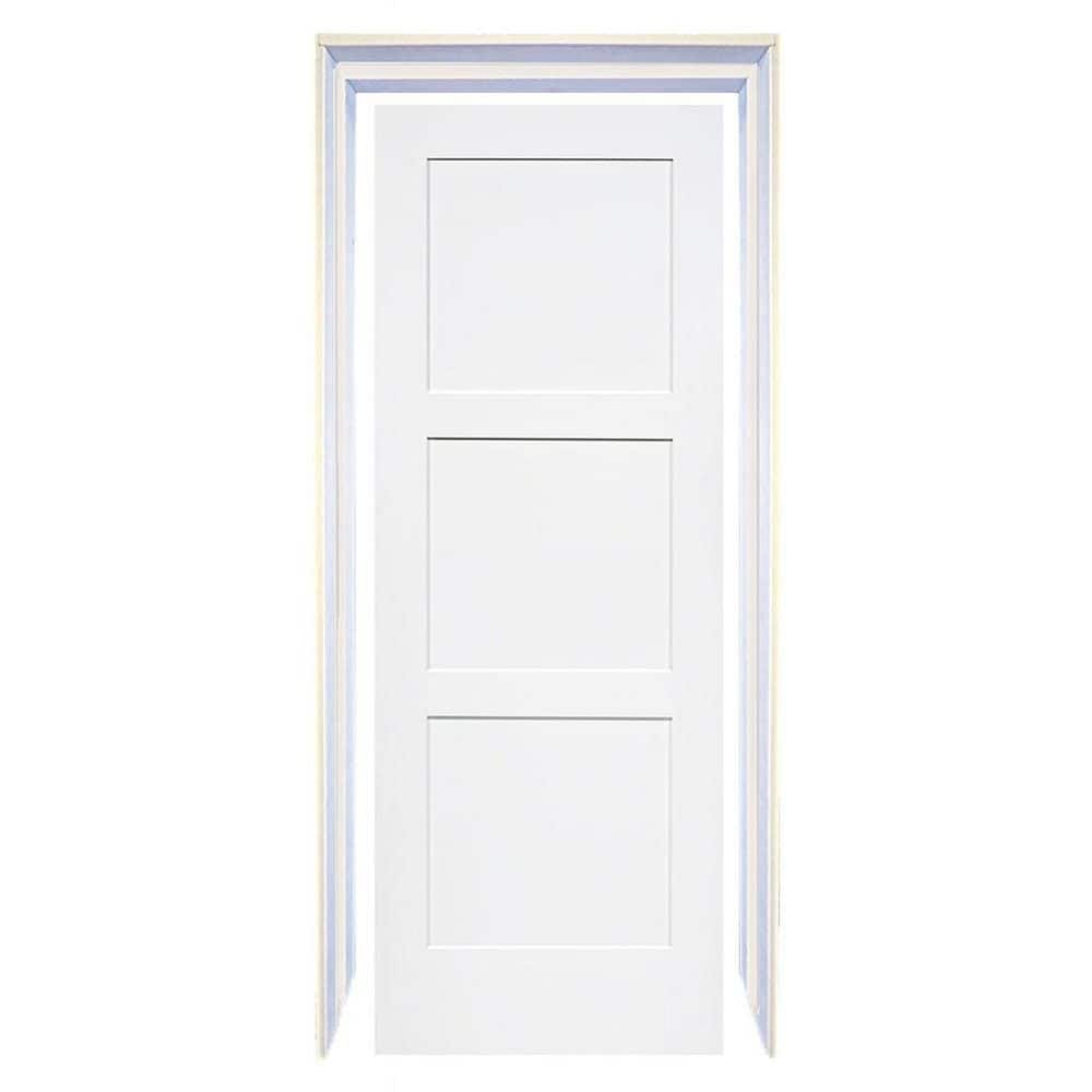 80 in. H x 36 in. W 3-Panel Shaker White Solid Core Wood Slab with Jamb Kit price history on PriceWatchPro