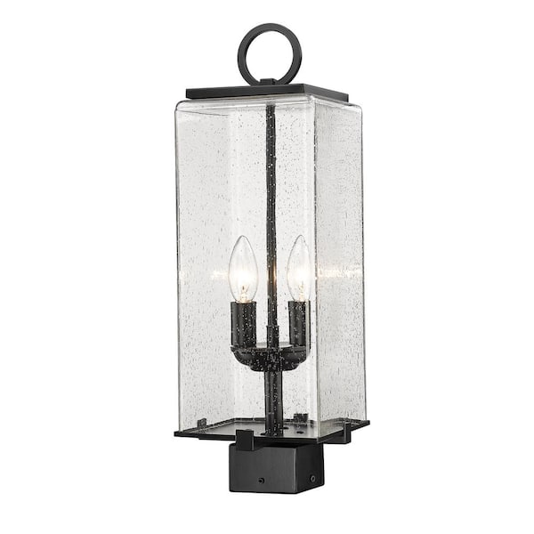 Unbranded Sana 2-Light Black Aluminum Hardwired Outdoor Weather Resistant Post Light with No Bulbs Included