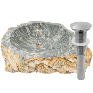 Royal Cobblestone Vessel Sink in Multi Color with Umbrella Drain in Brushed Nickel