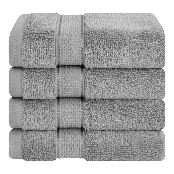 Salem Luxury 4-Pack Washcloth 100% Cotton, 13 in. W. x 13 in. Washcloth, Light Grey, Bath Towel Set