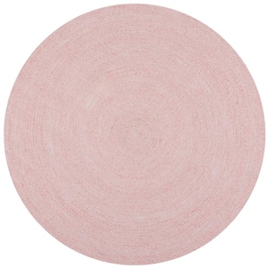 Cape Cod Pink 5 ft. x 5 ft. Braided Solid Color Round Area Rug