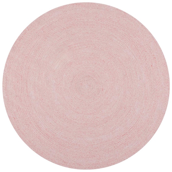SAFAVIEH Cape Cod Pink 6 ft. x 6 ft. Braided Solid Color Round Area Rug