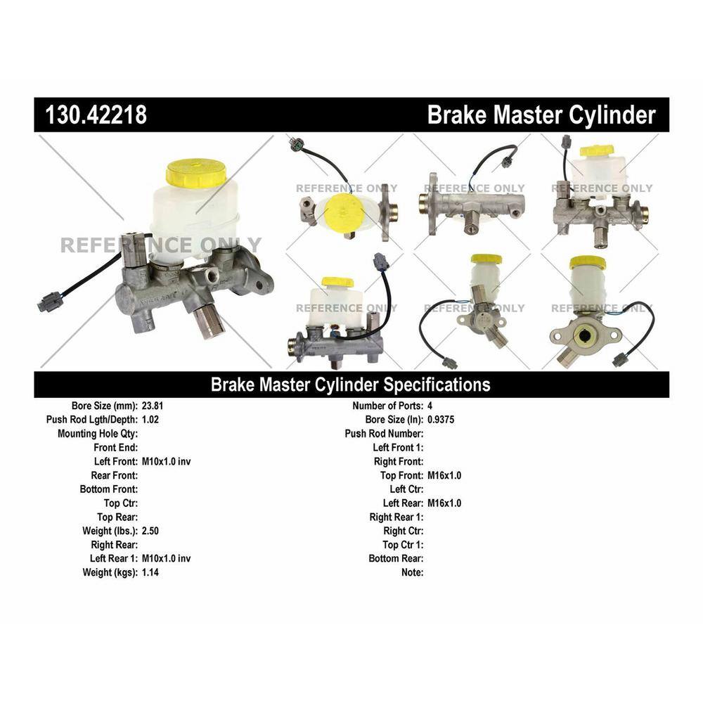 Centric Parts Brake Master Cylinder P//N:130.45218