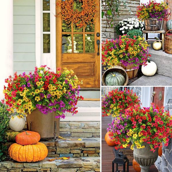 Afoxsos 12 in. Red Purple Yellow Rose Red Outdoor UV Resistant