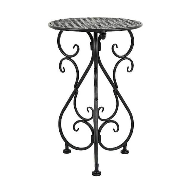 Black Heavy Duty Metal Plant Stand for Indoor Outdoor Garden Patio Porch Balcony and Home Decor (11 in. W x 17 in. H)