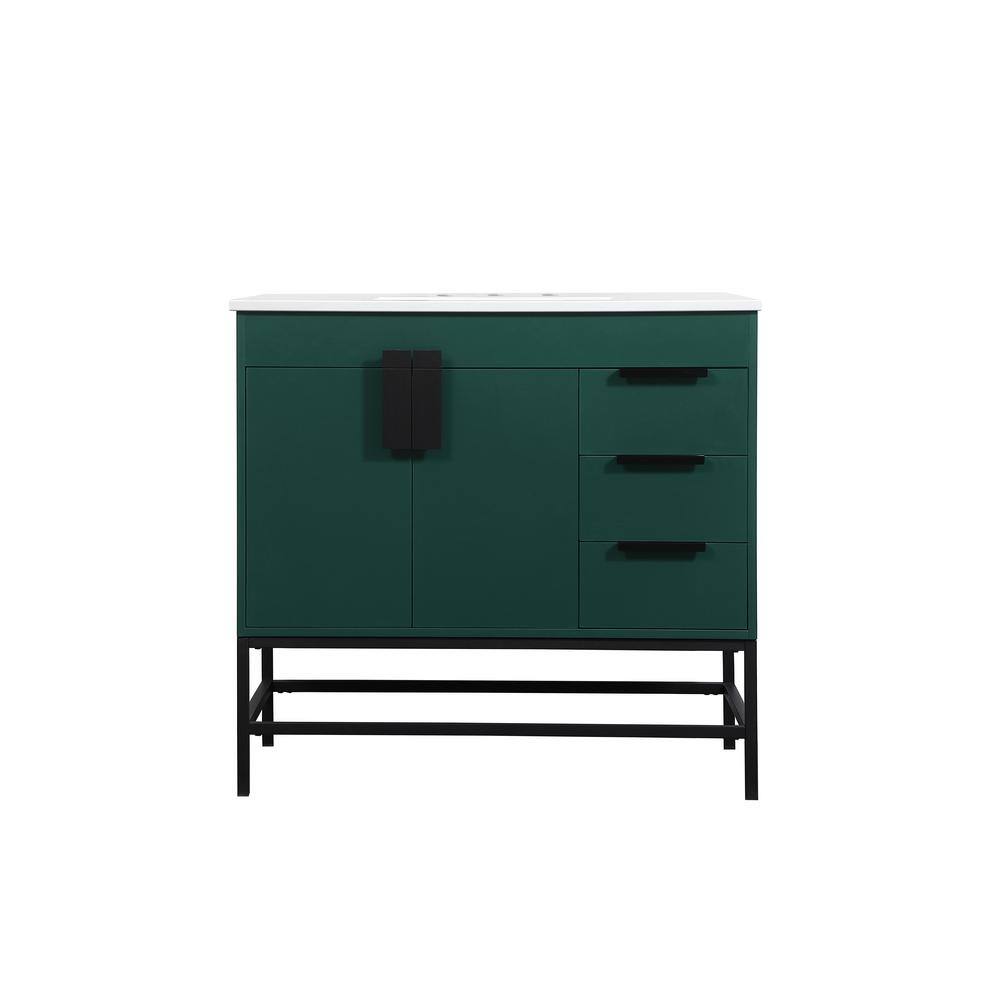 Timeless Home 22 in. W x 36 in. D x 33.5 in. H Bath Vanity in Green with Iv