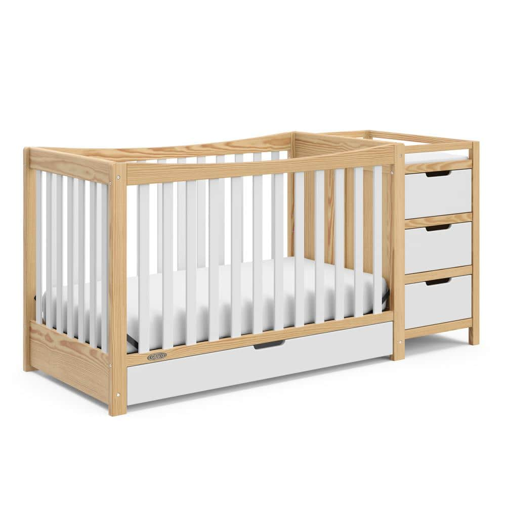 Remi White with Natural 4-in-1 Convertible Crib and Changer -  Graco, 04586-2115