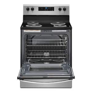 30 in. 4.8 cu.ft. 4 Burner Element Electric Range with Keep Warm Setting in Stainless Steel with Storage Drawer