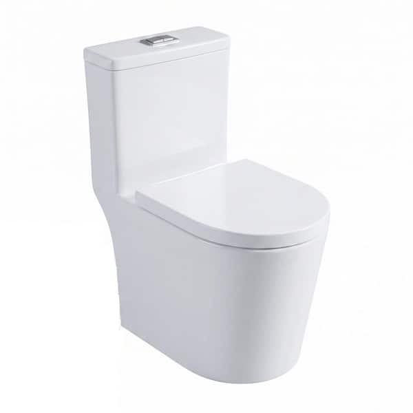 12 in. Rough-In 0.8/1.6 GPF Dual Flush Round One-Piece Toilet in White with 23 in. Short Depth for Small Bathrooms