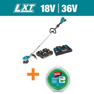 18V X2 (36V) LXT Lithium-Ion Brushless Cordless String Trimmer Kit with 4 Batteries (5.0Ah) & Trimmer Line, 0.080", 175'