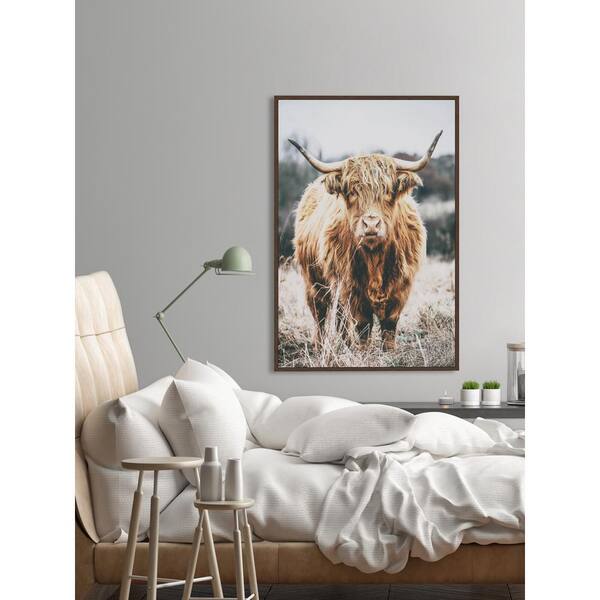 Scottish Highland Cattle by Marmont Hill Floater Framed Canvas Animal Art  Print 18 in. x 12 in. JULNME-08DWFF18 - The Home Depot