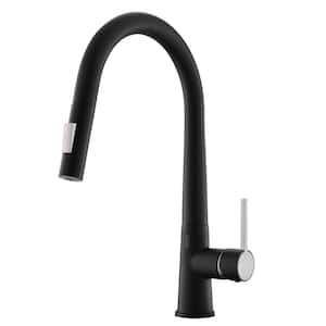 Single Handle Pull-Down Sprayer Kitchen Faucet with Flexible and Power Clean in Matte Black