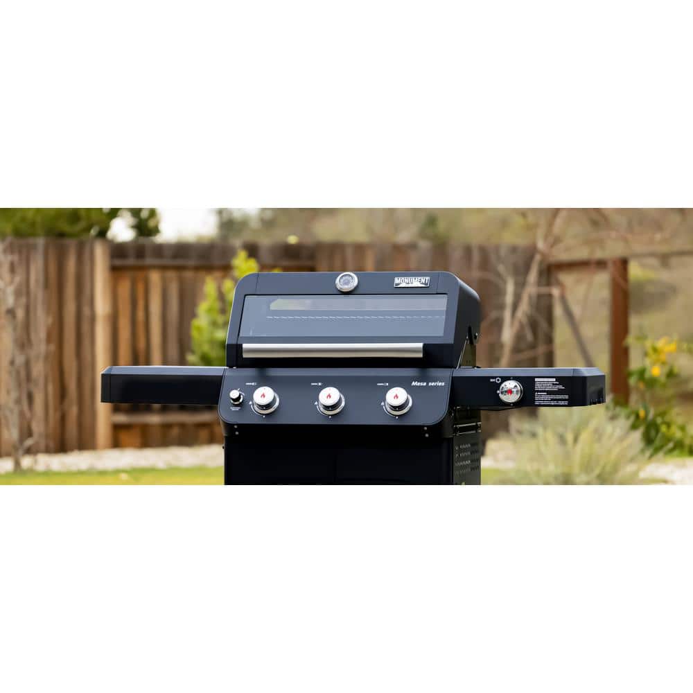 Mesa Black Stainless Steel 3-Burner Propane Gas Grill with Side Burner