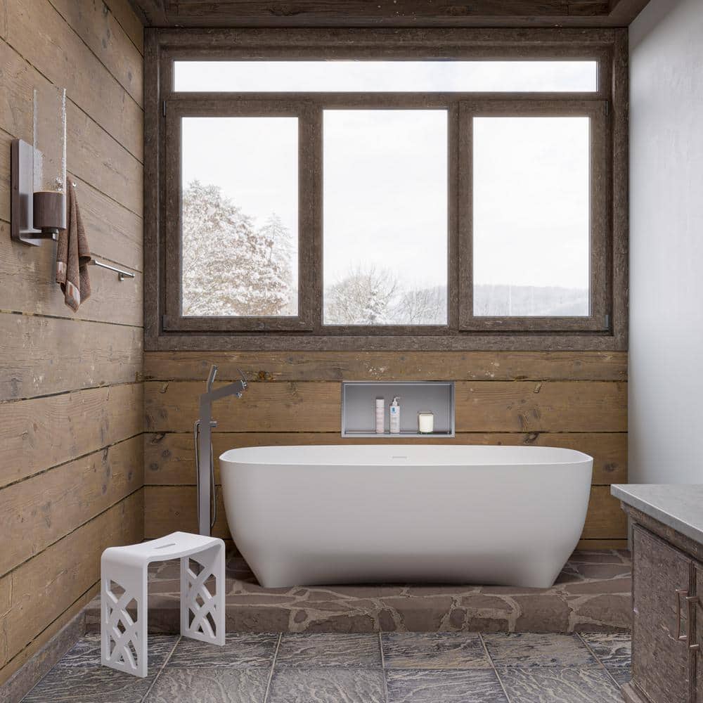 68.4'' White Matte Solid Surface Freestanding Bathtub