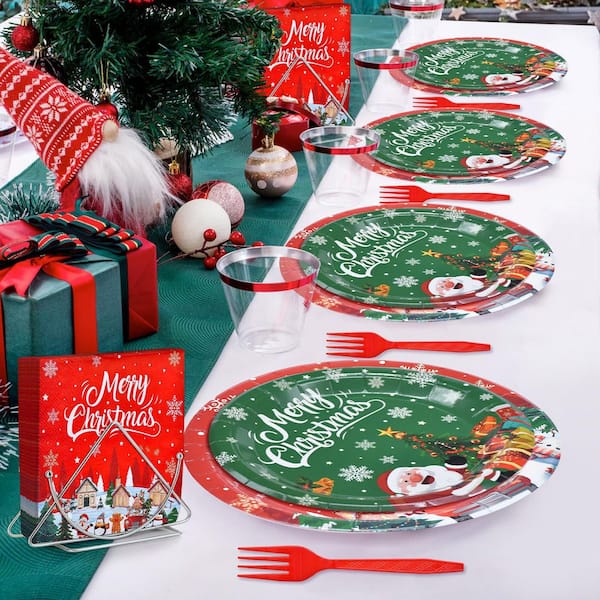 100 Pcs Christmas Friendsmas Dinnerware Set 25 Set Disposable - View #9