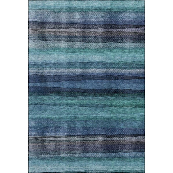 Mayfield Premium Machine Washable Abstract AMF2093 Teal 9 ft. x 12 ft. Area Rug