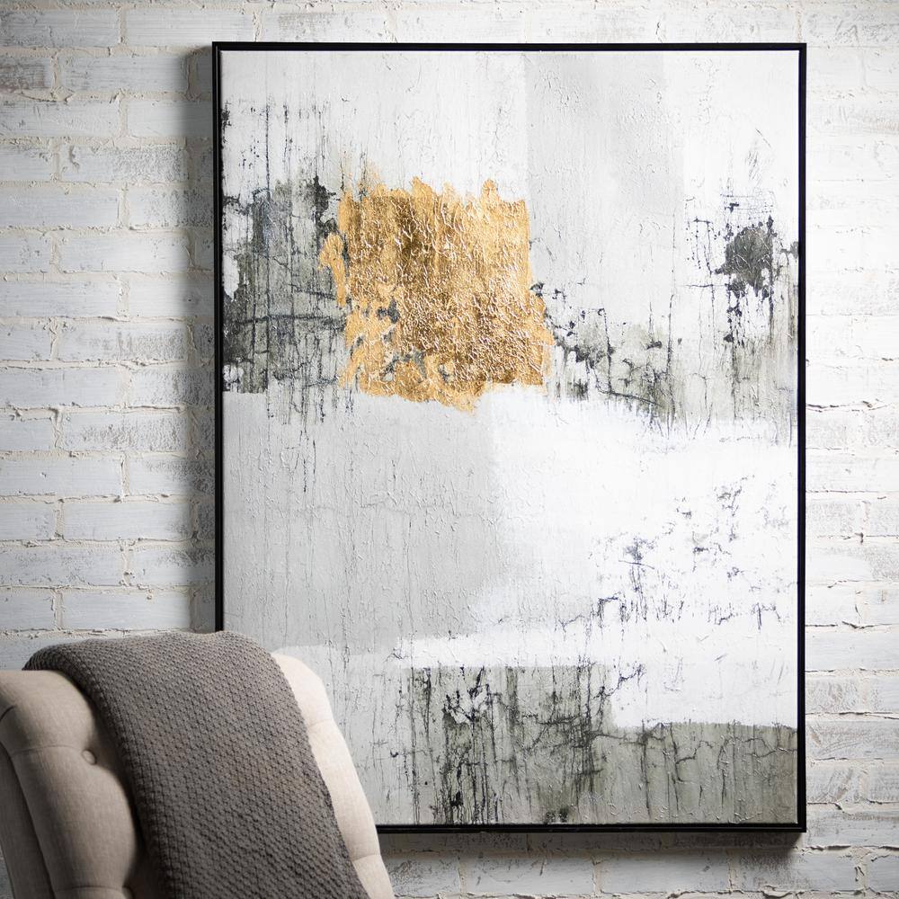 Gray and Gold Abstract Canvas Wall Art Set of 2