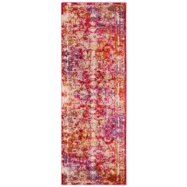 Sutton 3 ft. x 8 ft. Fuchsia/Ivory Medallion SUT403D Runner Rug