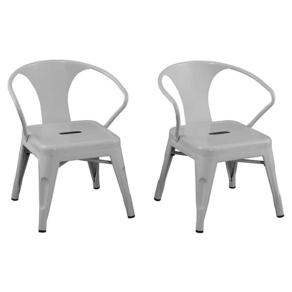 ACESSENTIALS Harper and Hudson Gray Kids Metal Activity Chair (Pack of 2)