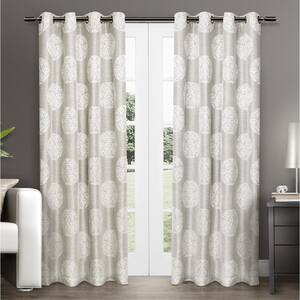 Akola Dove Grey Medallion Light Filtering Grommet Top Curtain, 54 in. W x 96 in. L (Set of 2)
