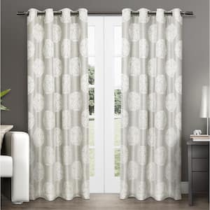 Akola Dove Grey Medallion Light Filtering Grommet Top Curtain, 54 in. W x 108 in. L (Set of 2)