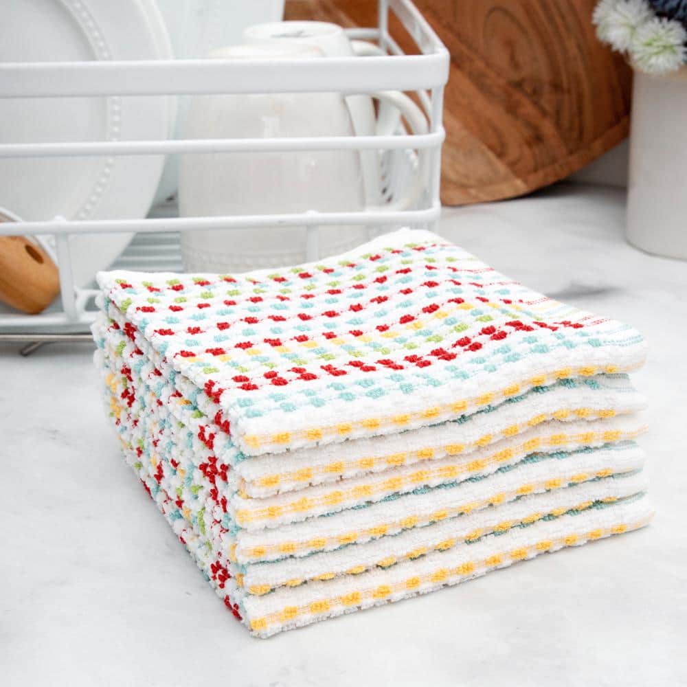 Multicolor Cotton Terry Dish Cloth Set, 12" x 12", 6 Pieces