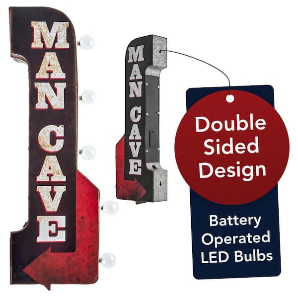 American Art Decor Vintage LED Marquee Wall Decor-Retro Wall Sign with LED Lights-Bar Decor Garage Game Room (Man Cave) 9 in. x 30 in.