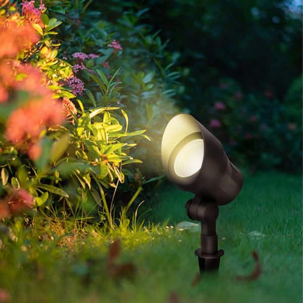 Low Voltage 164 Lumens Bronze Outdoor Hardwired Integrated LED Landscape Spotlight with 2700K/3000K/4000K (4-Pack)