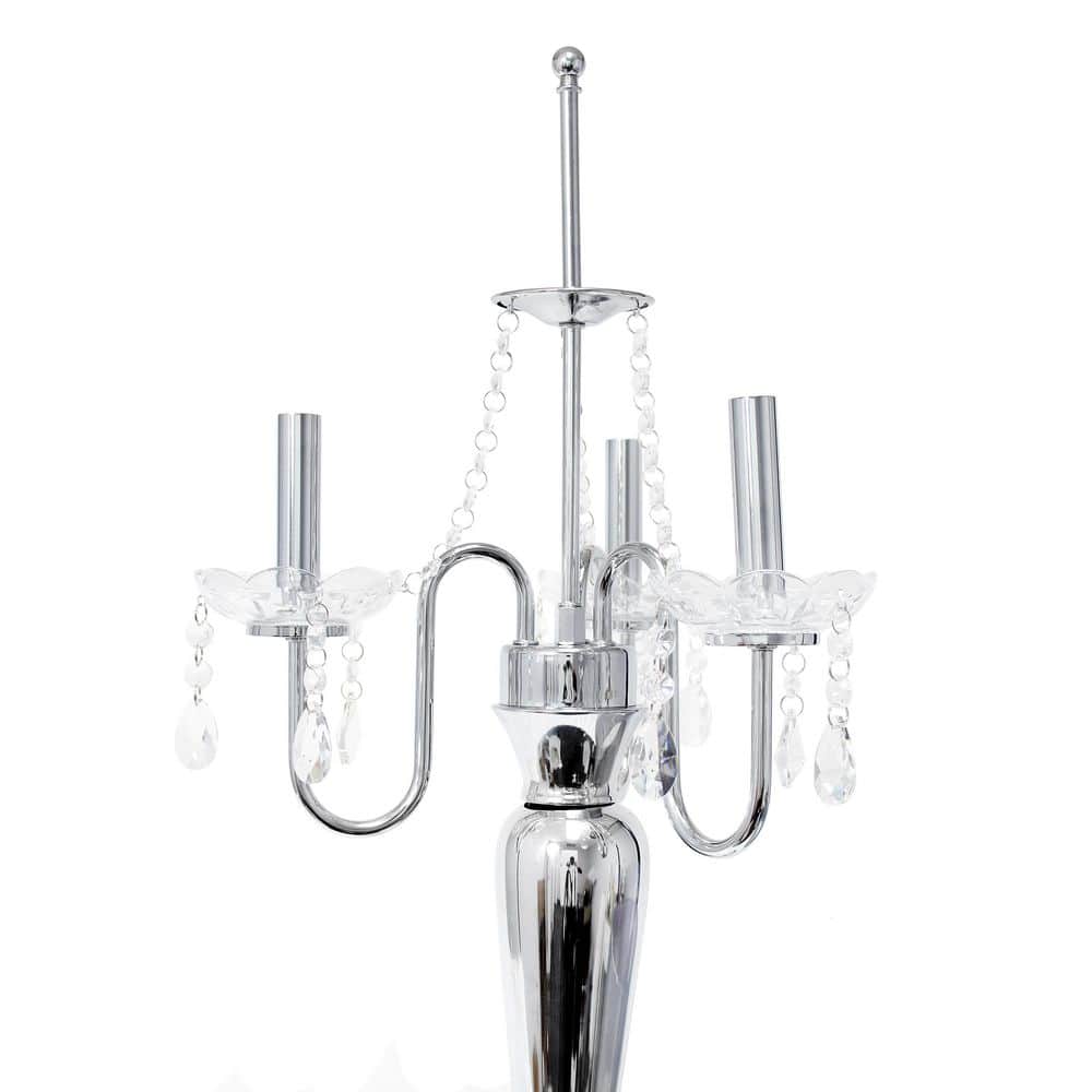 Elegant Black Sheer Shade Table Lamp with Chrome Finish and Hanging Crystals