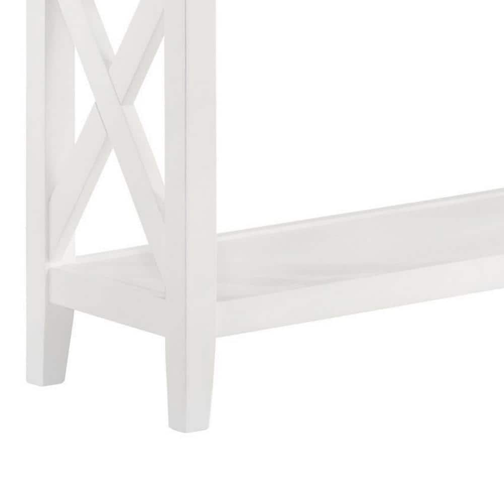 Maise 48" White and Natural Wood Console Table with Storage