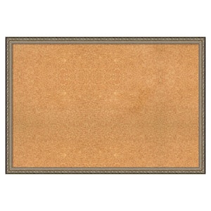 Parisian Silver Wood Framed Natural Corkboard 38 in. x 26 in. Bulletin Board Memo Board