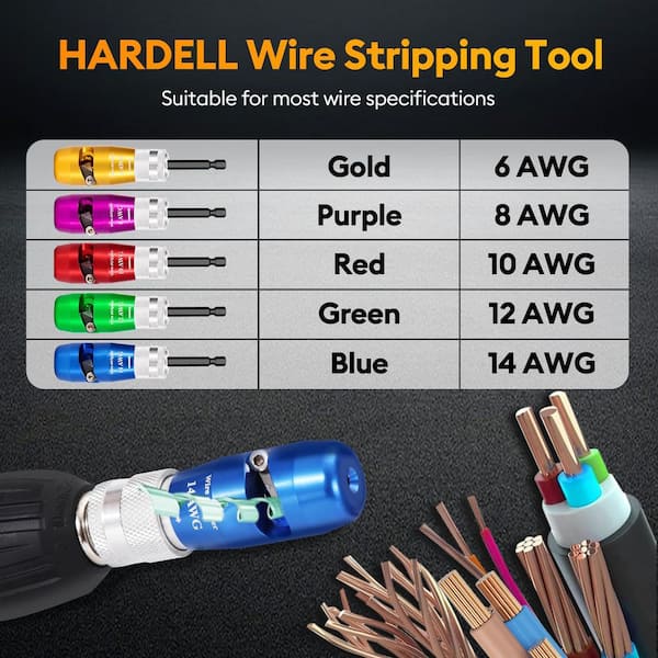 Vrbgify Wire Stripper for Drill 6-14 AWG 1/4 Hex Shank Wire