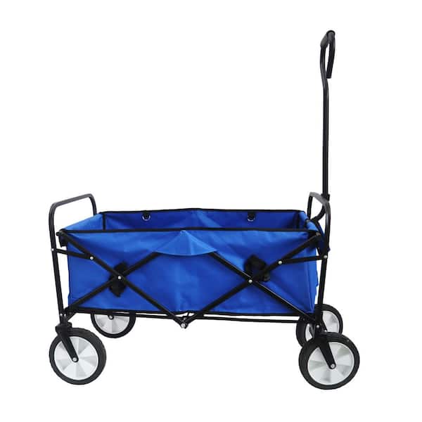 Boosicavelly 5.14 cu. ft. Blue Metal Folding Wagon Garden Cart Shopping Beach Cart