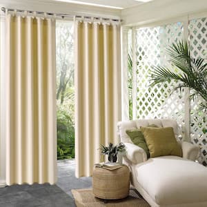 50" x 84" Outdoor Waterproof Detachable Sticky Tab Top Porch Decor Thermal Insulated Curtain , Beige (1 Panel )
