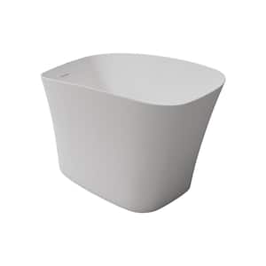 Moray 52 in. x 29 in. Stone Resin Solid Surface Freestanding Single Slipper Soaking Bathtub in White with Brass Drain