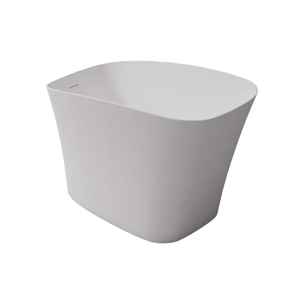 Moray 52 in. x 29 in. Stone Resin Solid Surface Freestanding Single Slipper Soaking Bathtub in White with Brass Drain