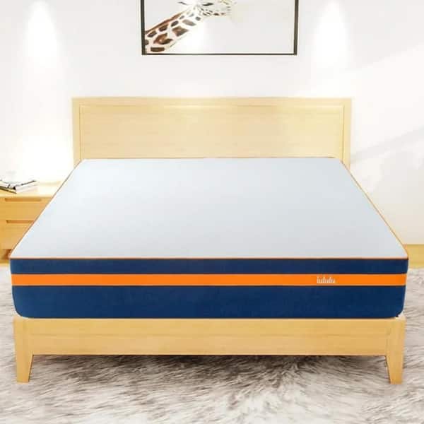 Orange Blue King Medium Firm Non-Fiberglass Memory Foam Mattress 14 in. Mattress in A Box