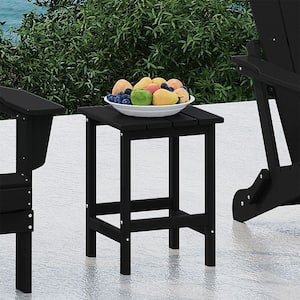 Mason 18 in. Black Poly Plastic Fade Resistant Outdoor Patio Square Adirondack Side Table