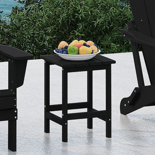 Mason 18 in. Black Poly Plastic Fade Resistant Outdoor Patio Square Adirondack Side Table