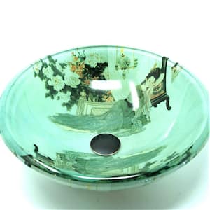 Geisha Girl Glass Vessel Sink in Green