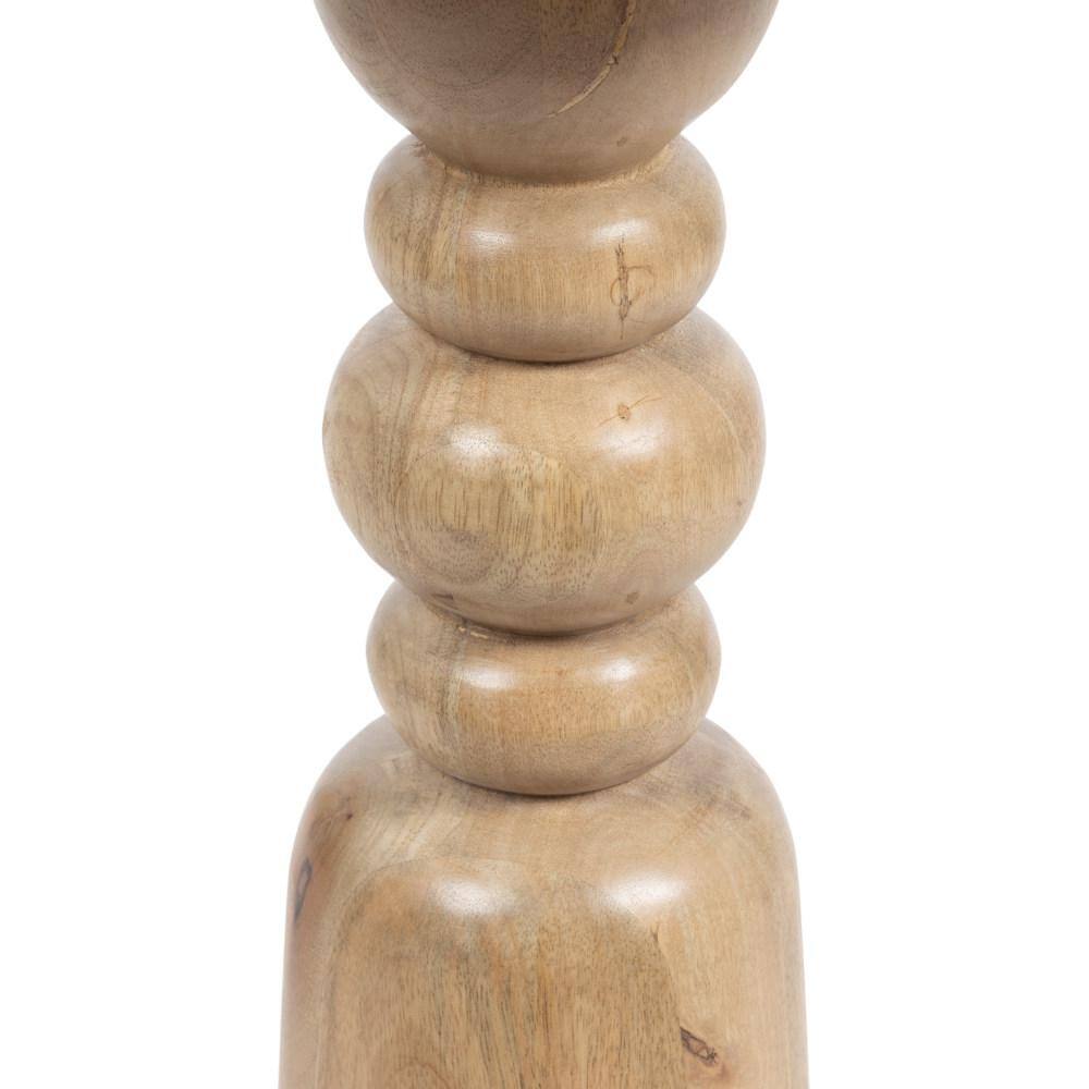Natural Mango Wood Round Accent Table with Turned Base