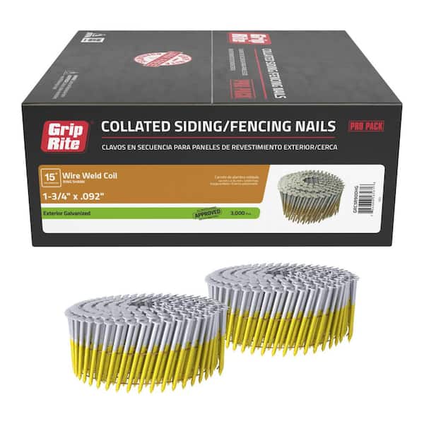Grip-Rite 1-3/4 in. x 0.092 15° Wire Hot Galvanized Exterior Ring Shank Siding Nails (3,000-Box)