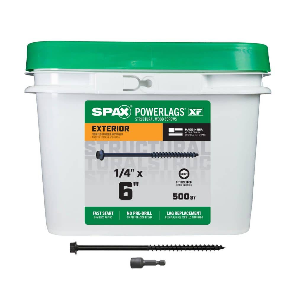 1/4 in. x 6 in. Black Powerlags XF Exterior 3/8 in. Hex Hex Head Structural Wood Lag Screws (500-Piece) price history on PriceWatchPro