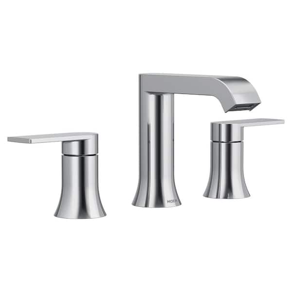 Genta LX Chrome Modern 8 in. Widespread 2-Handle High-Arc Bathroom Faucet with Drain Assembly, Valve Included