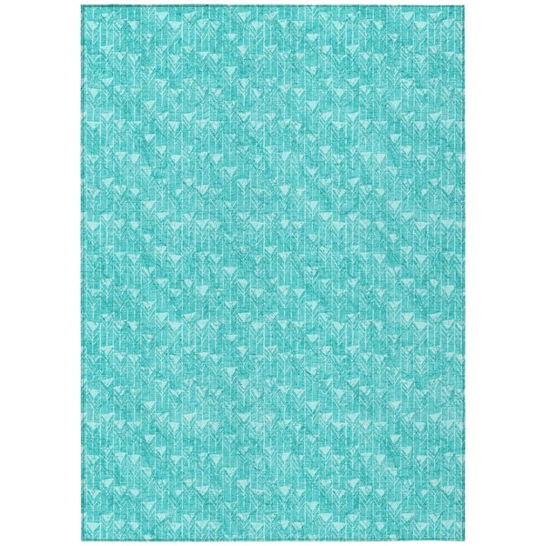 Addison Rugs Chantille ACN514 Teal 8 ft. x 10 ft. Machine Washable Indoor/Outdoor Geometric Area Rug