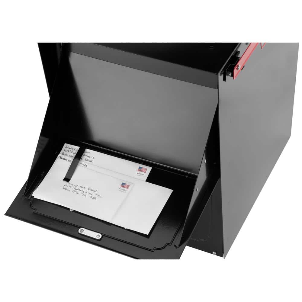 Extra Large Black Steel Locking Post Mount Mailbox