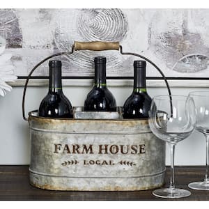 6- Bottle Gray Galvanized Farm House Wine Holder