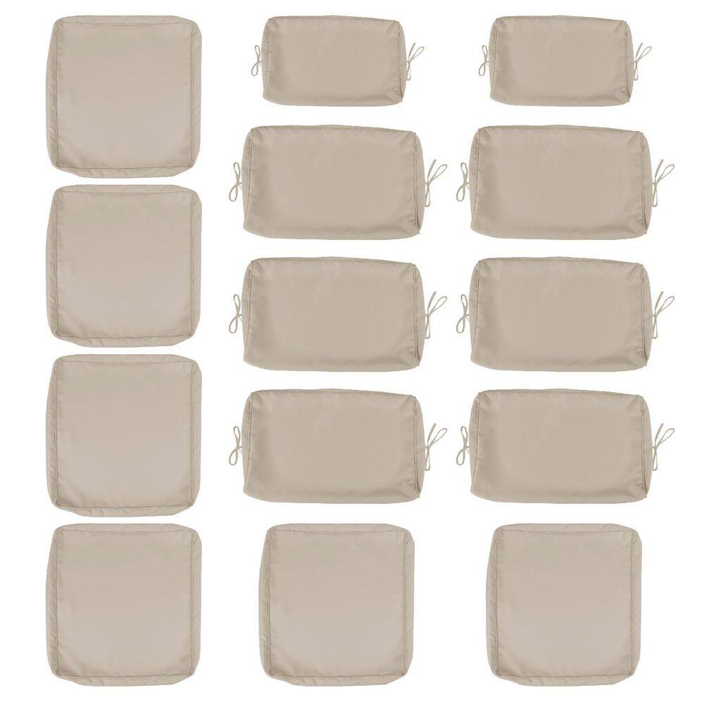 14-Piece Khaki Outdoor Cushion Cover Set with Zipper for 6-Seater Wicker Rattan Sectional Sofa price history on PriceWatchPro