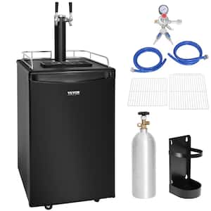 Beer Kegerator, Dual Tap Draft Beer Dispenser, Full Size Keg Refrigerator With Shelves, CO2 Cylinder, Drip Tray and Rail
