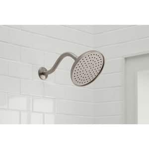 1-Spray Patterns with 1.8 GPM 7.4 in. Tub Wall Mount Single Fixed Shower Head in Brushed Nickel